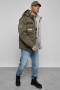 Купить Куртка мужская зимняя с капюшоном молодежная цвета хаки 88905Kh, фото 17