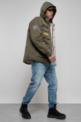 Купить Куртка мужская зимняя с капюшоном молодежная цвета хаки 88905Kh, фото 18