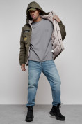 Купить Куртка мужская зимняя с капюшоном молодежная цвета хаки 88905Kh, фото 19