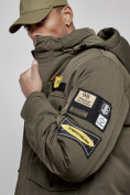 Купить Куртка мужская зимняя с капюшоном молодежная цвета хаки 88905Kh, фото 3