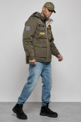 Купить Куртка мужская зимняя с капюшоном молодежная цвета хаки 88905Kh, фото 7