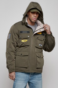 Купить Куртка мужская зимняя с капюшоном молодежная цвета хаки 88905Kh, фото 9