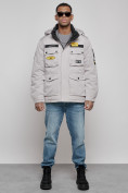Купить Куртка мужская зимняя с капюшоном молодежная серого цвета 88905Sr