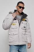 Купить Куртка мужская зимняя с капюшоном молодежная серого цвета 88905Sr, фото 10
