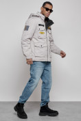 Купить Куртка мужская зимняя с капюшоном молодежная серого цвета 88905Sr, фото 3