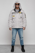 Купить Куртка мужская зимняя с капюшоном молодежная серого цвета 88905Sr, фото 4