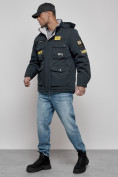 Купить Куртка мужская зимняя с капюшоном молодежная темно-синего цвета 88905TS, фото 2