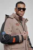 Купить Куртка мужская зимняя с капюшоном молодежная коричневого цвета 88906K, фото 15