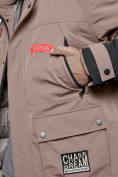 Купить Куртка мужская зимняя с капюшоном молодежная коричневого цвета 88906K, фото 18