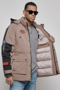 Купить Куртка мужская зимняя с капюшоном молодежная коричневого цвета 88906K, фото 19