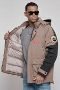 Купить Куртка мужская зимняя с капюшоном молодежная коричневого цвета 88906K, фото 20