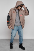 Купить Куртка мужская зимняя с капюшоном молодежная коричневого цвета 88906K, фото 21