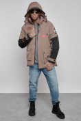 Купить Куртка мужская зимняя с капюшоном молодежная коричневого цвета 88906K, фото 22
