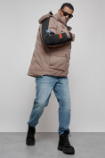 Купить Куртка мужская зимняя с капюшоном молодежная коричневого цвета 88906K, фото 23