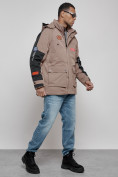 Купить Куртка мужская зимняя с капюшоном молодежная коричневого цвета 88906K, фото 3