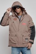 Купить Куртка мужская зимняя с капюшоном молодежная коричневого цвета 88906K, фото 6