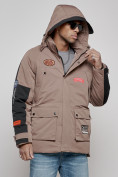 Купить Куртка мужская зимняя с капюшоном молодежная коричневого цвета 88906K, фото 7