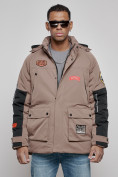 Купить Куртка мужская зимняя с капюшоном молодежная коричневого цвета 88906K, фото 9