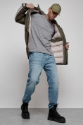 Купить Куртка мужская зимняя с капюшоном молодежная цвета хаки 88906Kh, фото 14