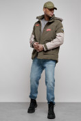 Купить Куртка мужская зимняя с капюшоном молодежная цвета хаки 88906Kh, фото 16
