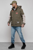 Купить Куртка мужская зимняя с капюшоном молодежная цвета хаки 88906Kh, фото 18