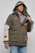 Купить Куртка мужская зимняя с капюшоном молодежная цвета хаки 88906Kh, фото 3