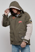 Купить Куртка мужская зимняя с капюшоном молодежная цвета хаки 88906Kh, фото 4