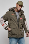 Купить Куртка мужская зимняя с капюшоном молодежная цвета хаки 88906Kh, фото 6