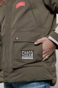 Купить Куртка мужская зимняя с капюшоном молодежная цвета хаки 88906Kh, фото 7