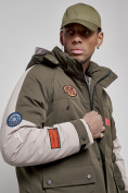 Купить Куртка мужская зимняя с капюшоном молодежная цвета хаки 88906Kh, фото 9