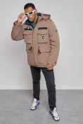 Купить Куртка мужская зимняя с капюшоном молодежная коричневого цвета 88911K, фото 10