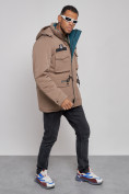 Купить Куртка мужская зимняя с капюшоном молодежная коричневого цвета 88911K, фото 11