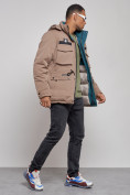 Купить Куртка мужская зимняя с капюшоном молодежная коричневого цвета 88911K, фото 3