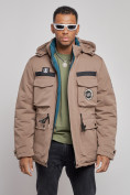 Купить Куртка мужская зимняя с капюшоном молодежная коричневого цвета 88911K, фото 7