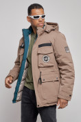 Купить Куртка мужская зимняя с капюшоном молодежная коричневого цвета 88911K, фото 8