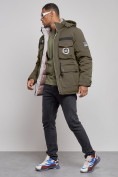 Купить Куртка мужская зимняя с капюшоном молодежная цвета хаки 88911Kh, фото 12