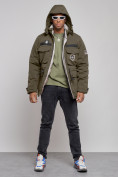 Купить Куртка мужская зимняя с капюшоном молодежная цвета хаки 88911Kh, фото 15