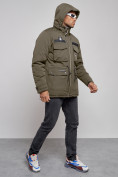 Купить Куртка мужская зимняя с капюшоном молодежная цвета хаки 88911Kh, фото 7
