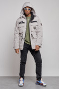 Купить Куртка мужская зимняя с капюшоном молодежная серого цвета 88911Sr, фото 10