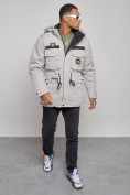 Купить Куртка мужская зимняя с капюшоном молодежная серого цвета 88911Sr, фото 15