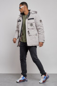 Купить Куртка мужская зимняя с капюшоном молодежная серого цвета 88911Sr, фото 7