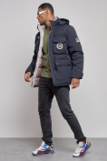 Купить Куртка мужская зимняя с капюшоном молодежная темно-синего цвета 88911TS, фото 2