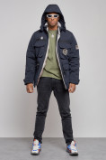 Купить Куртка мужская зимняя с капюшоном молодежная темно-синего цвета 88911TS, фото 5