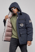 Купить Куртка мужская зимняя с капюшоном молодежная темно-синего цвета 88911TS, фото 6