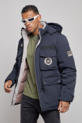 Купить Куртка мужская зимняя с капюшоном молодежная темно-синего цвета 88911TS, фото 8