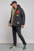 Купить Куртка мужская зимняя с капюшоном молодежная черного цвета 88915Ch, фото 2