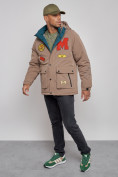 Купить Куртка мужская зимняя с капюшоном молодежная коричневого цвета 88915K, фото 10