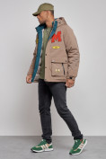Купить Куртка мужская зимняя с капюшоном молодежная коричневого цвета 88915K, фото 2