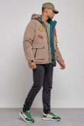Купить Куртка мужская зимняя с капюшоном молодежная коричневого цвета 88915K, фото 3