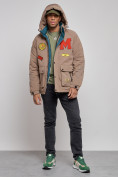 Купить Куртка мужская зимняя с капюшоном молодежная коричневого цвета 88915K, фото 5